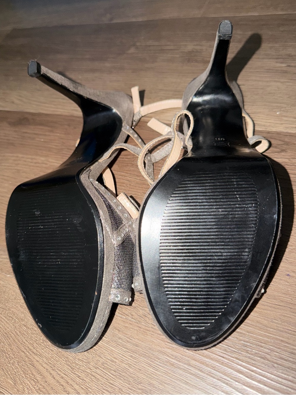 Caparros Silver Rhinestone Strappy Heels - Picture 3 of 4